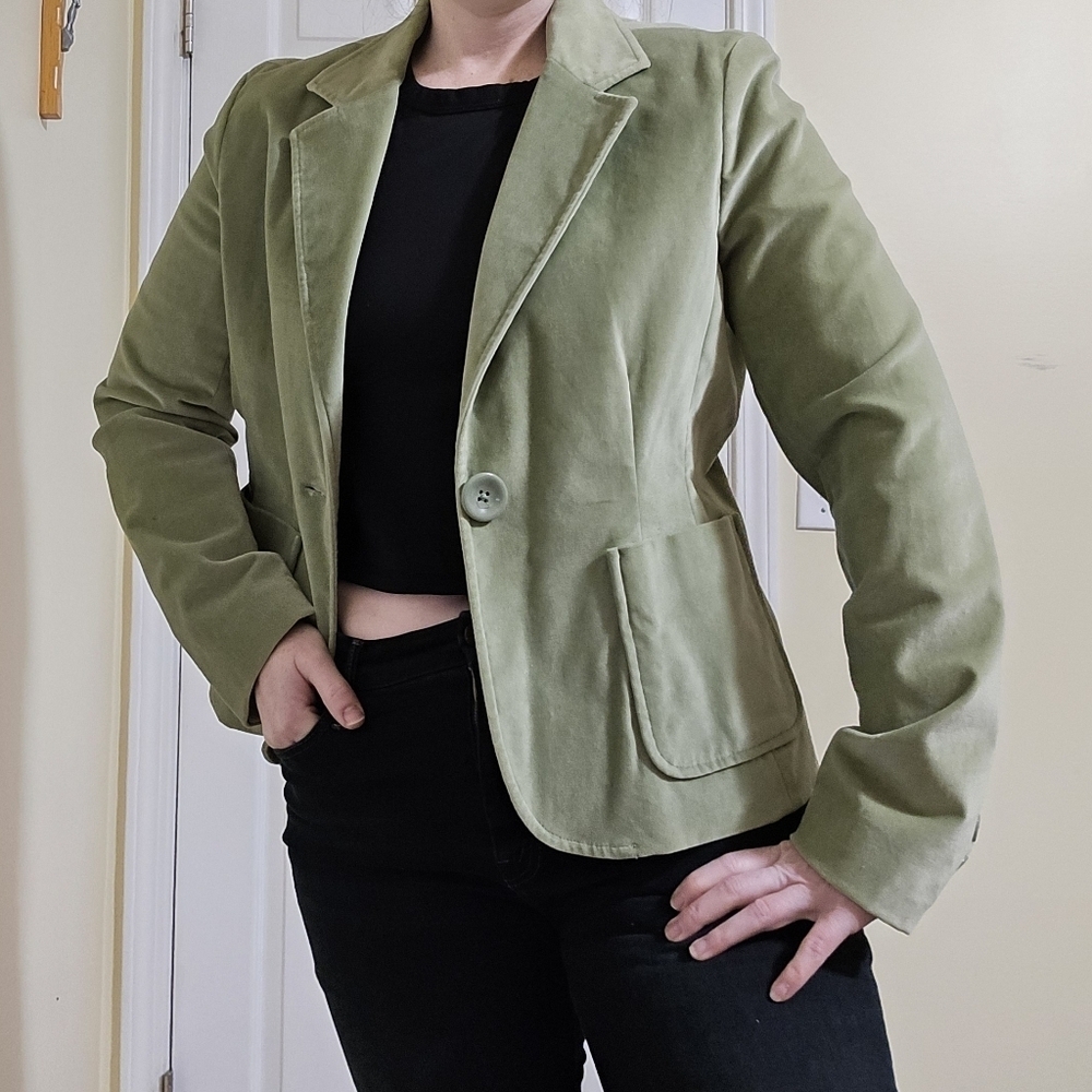 GAP Y2K Green Retro Velvet Lined Blazer Medium